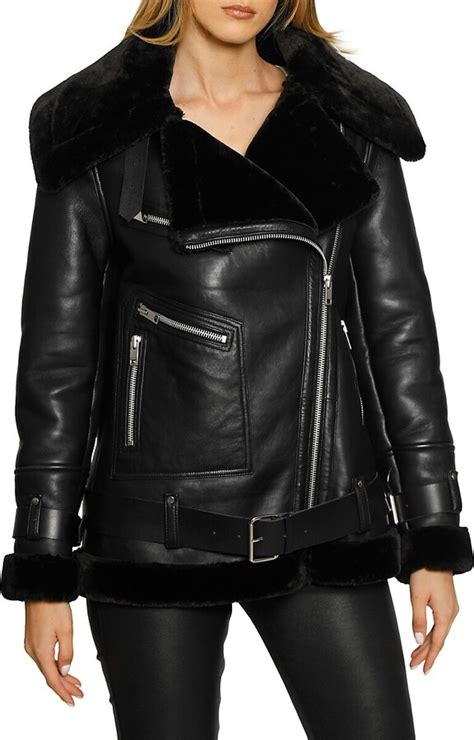 walter baker celine leather faux fur jacket